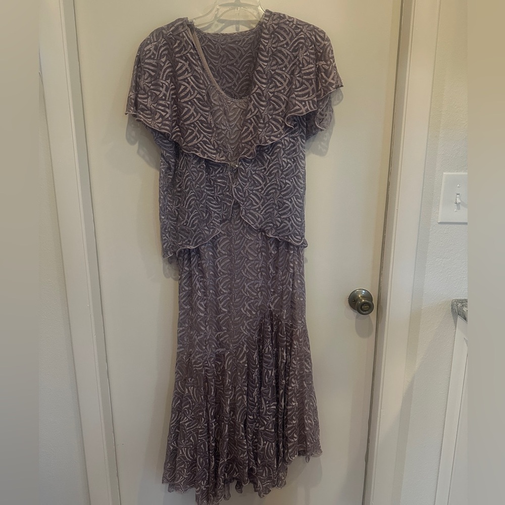 Elegant Purple Patterned Women's Maxi Dress - Size Small